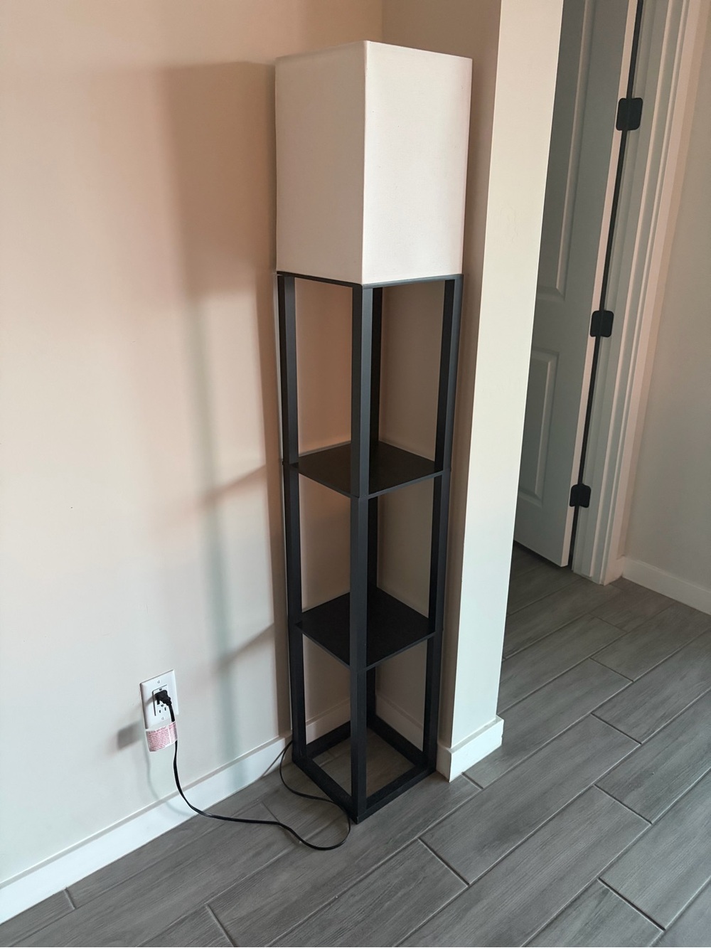 Target Black Floor Lamp with White Square Shade and Shelves